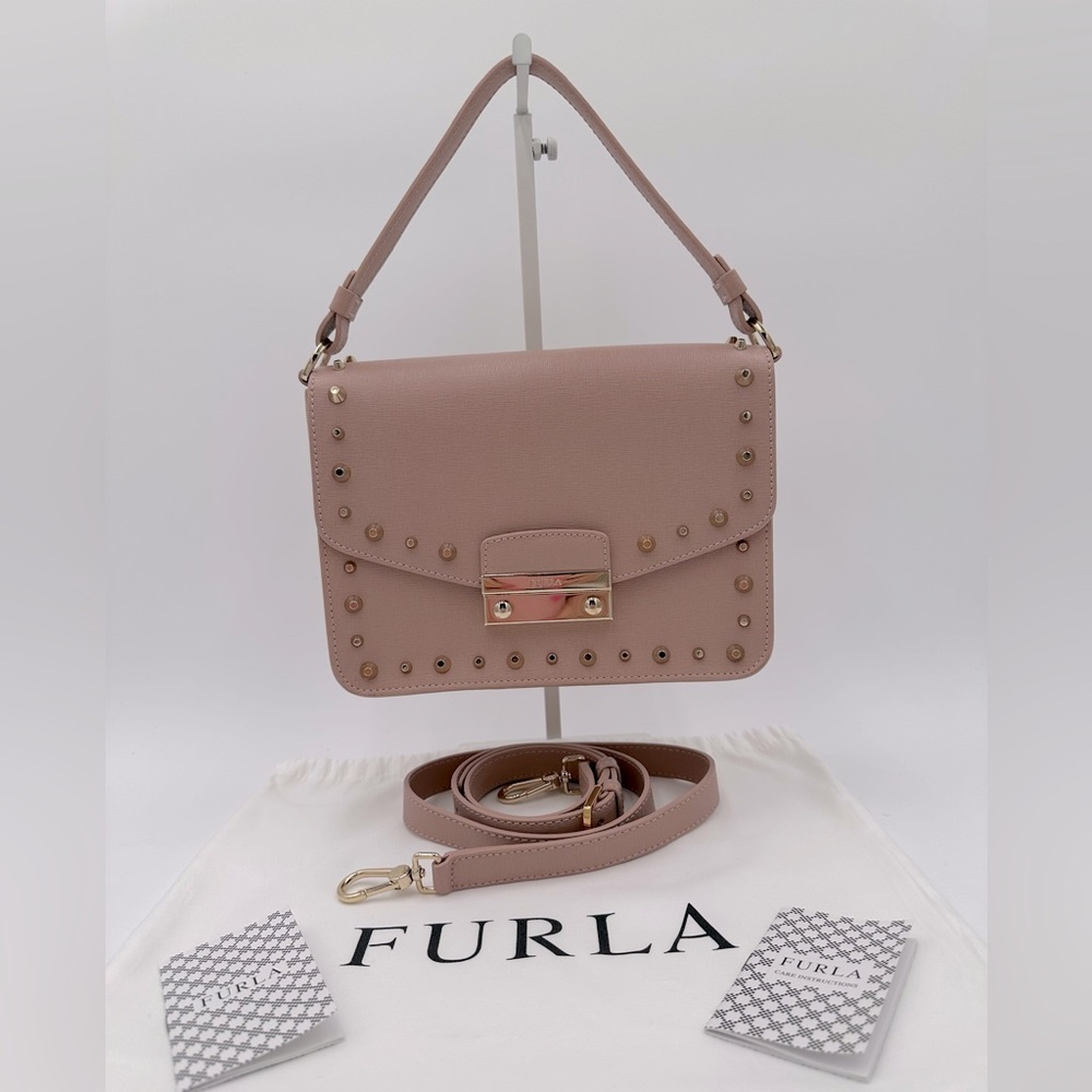 NWOT Furla Julia Pink Studded Bag